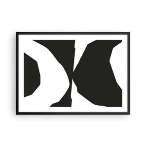 Póster en marco negro - Patrón de contraste abstracto en blanco y negro - 70x50cm - Positivo-negativo - Decoración de pared moderna para salón y dormitorio ARTTOR