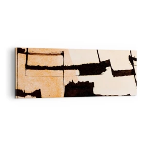 Cuadro sobre lienzo - Impresión de Imagen - Patrones geométricos en tonos marrones y beige. - 140x50cm - Aun así hay orden - Decoración de pared moderna para salón y dormitorio ARTTOR