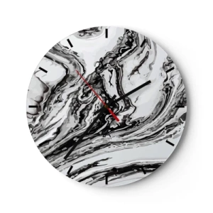 Reloj de pared - Reloj de vidrio - Patrón de mármol abstracto en blanco y negro - 30x30cm - Al principio existía el caos - Decoración de pared moderna para salón, cocina y dormitorio ARTTOR