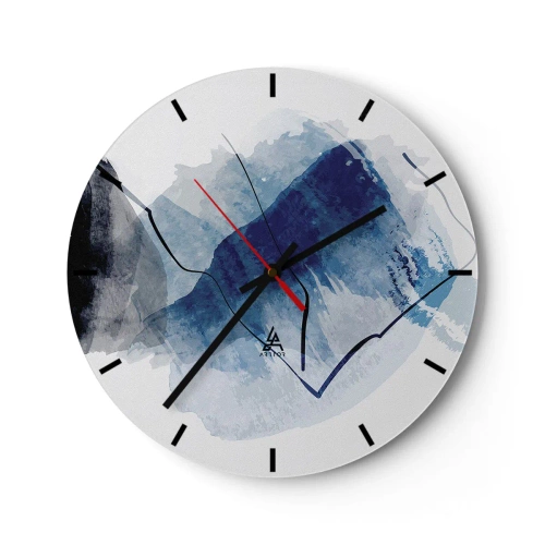 Reloj de pared - Reloj de vidrio - Una forma abstracta azul que se asemeja a un iceberg. - 30x30cm - Montaña helada - Decoración de pared moderna para salón, cocina y dormitorio ARTTOR