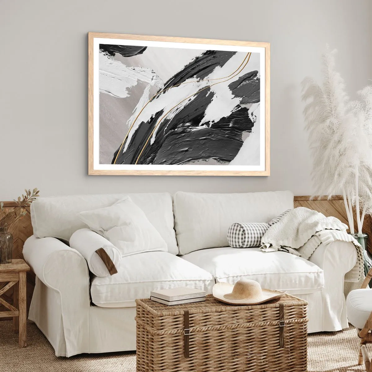 Póster en marco roble claro - Abstracción con estilo - 50x40 cm