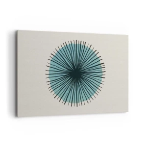 Cuadro sobre lienzo - Impresión de Imagen - Forma circular abstracta con rayos azules - 120x80cm - Radiante en azul - Decoración de pared moderna para salón y dormitorio ARTTOR