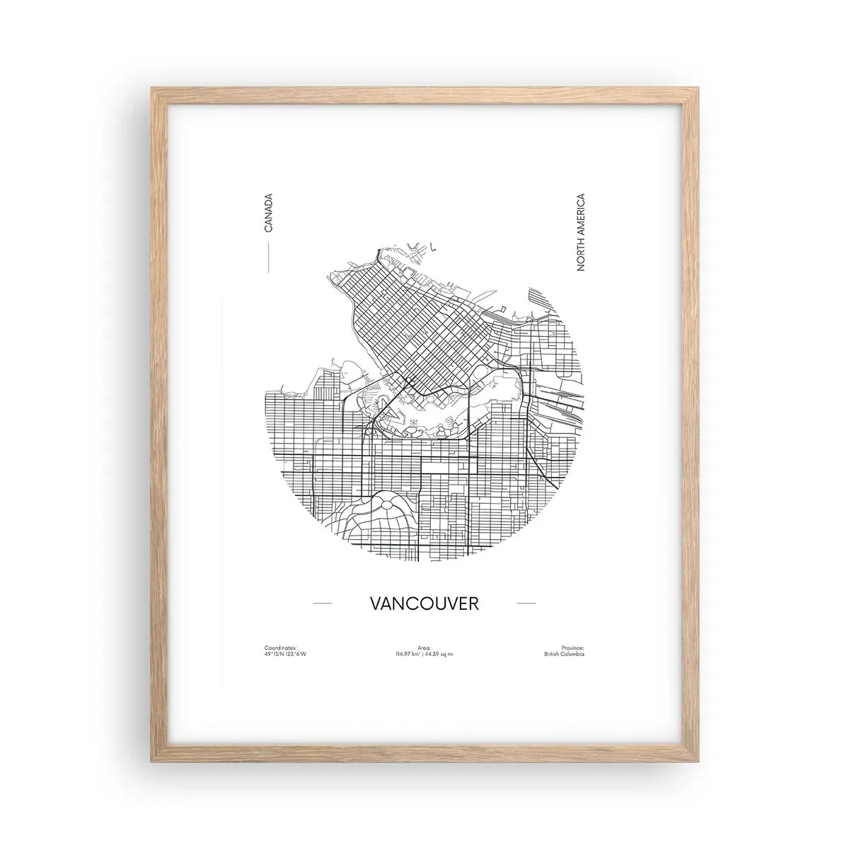 Póster en marco roble claro - Anatomía de Vancouver - 40x50 cm