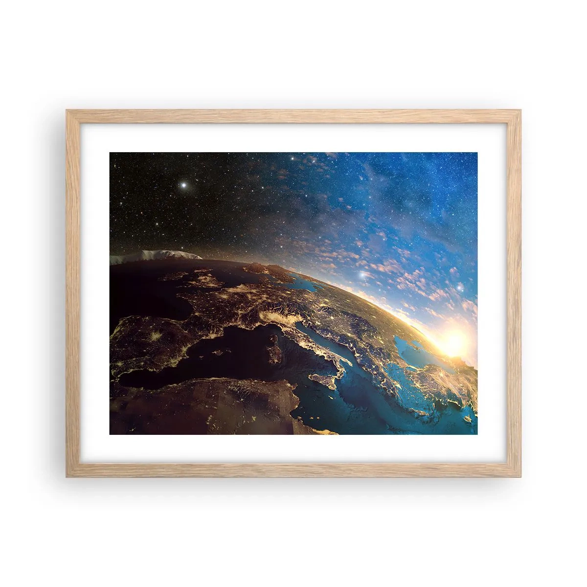 Póster en marco roble claro - Mirémonos a nosotros mismos desde la distancia - 50x40 cm