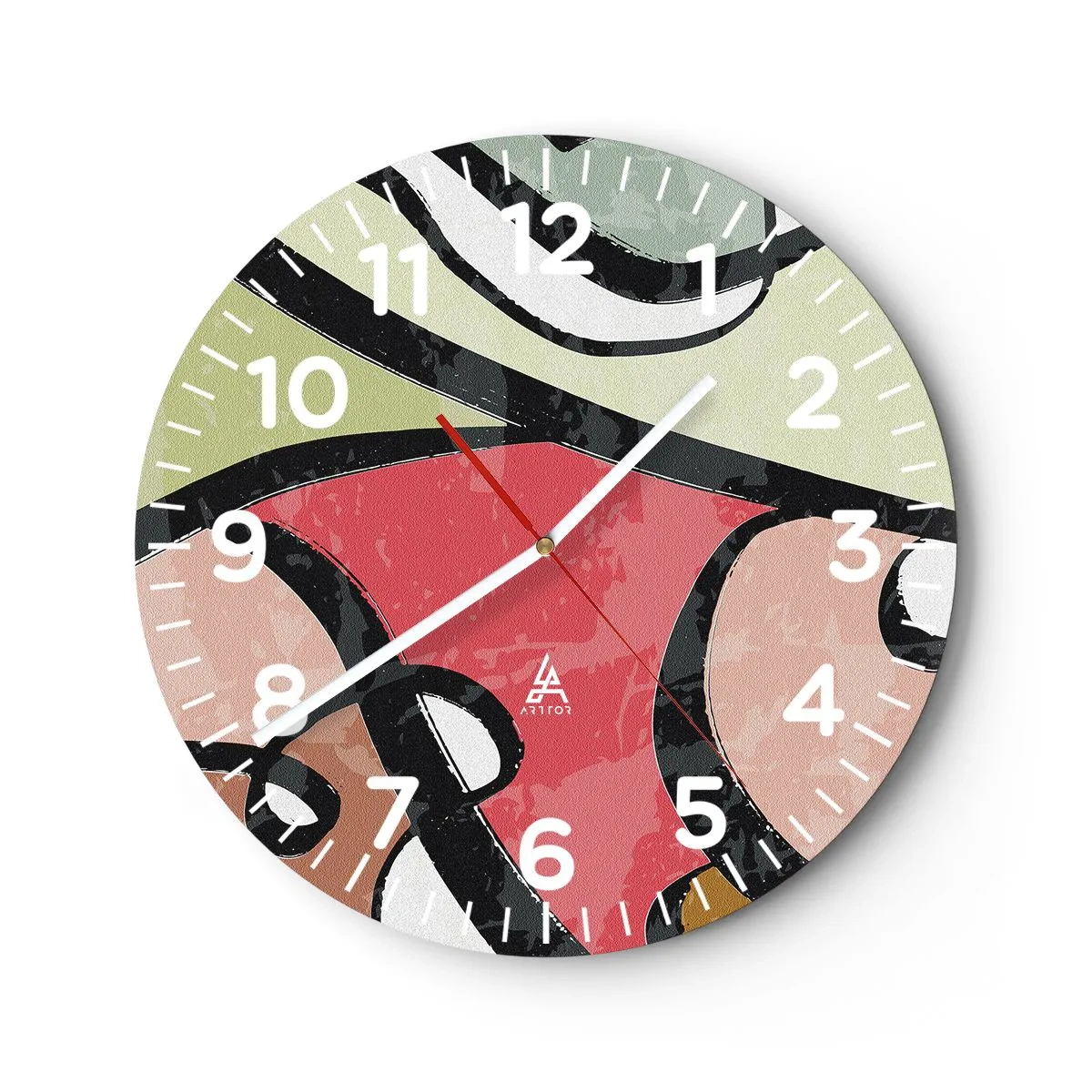Reloj de pared - Reloj de vidrio - Piruetas entre colores - 40x40 cm