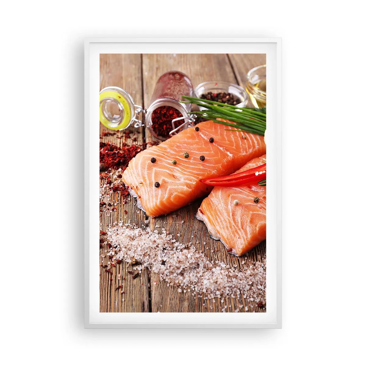 Póster en marco blanco - Una aventura noruega en la cocina - 61x91 cm
