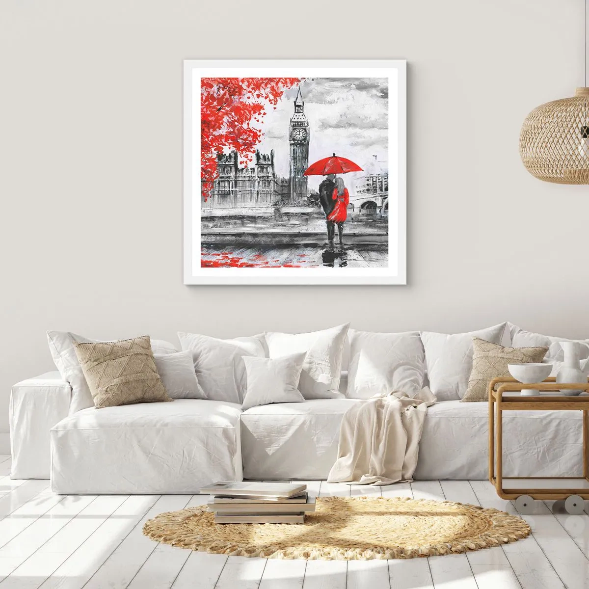 Póster en marco blanco - Londres enamora - 30x30 cm