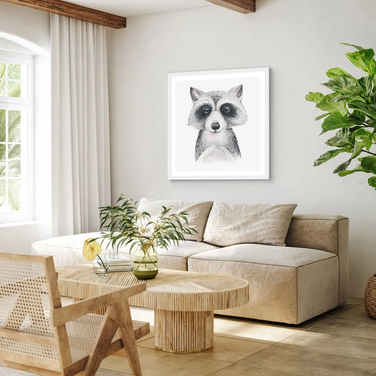 Póster en marco blanco - Un momento para la emoción - 40x40 cm