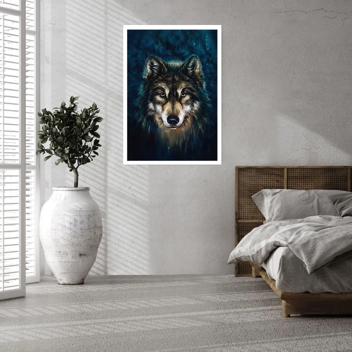 Póster - Retrato de un lobo en un tono oscuro y artístico. - 50x70cm - ¿Alfa? Y omega - Decoración de pared moderna para salón y dormitorio ARTTOR