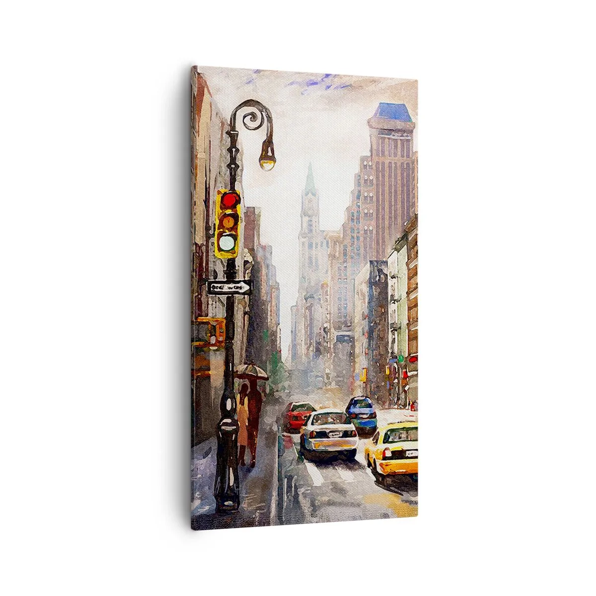 Cuadro sobre lienzo - Impresión de Imagen - Nueva York - también colorida bajo la lluvia - 55x100 cm