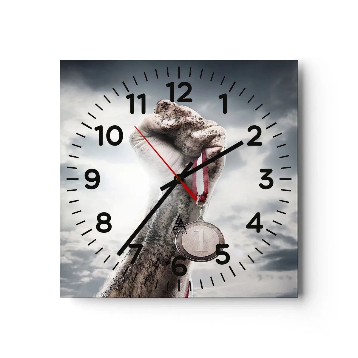 Reloj de pared - Reloj de vidrio - Per aspera ad astra - 40x40 cm