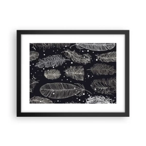 Póster en marco negro - Encaje de plumas - 40x30 cm