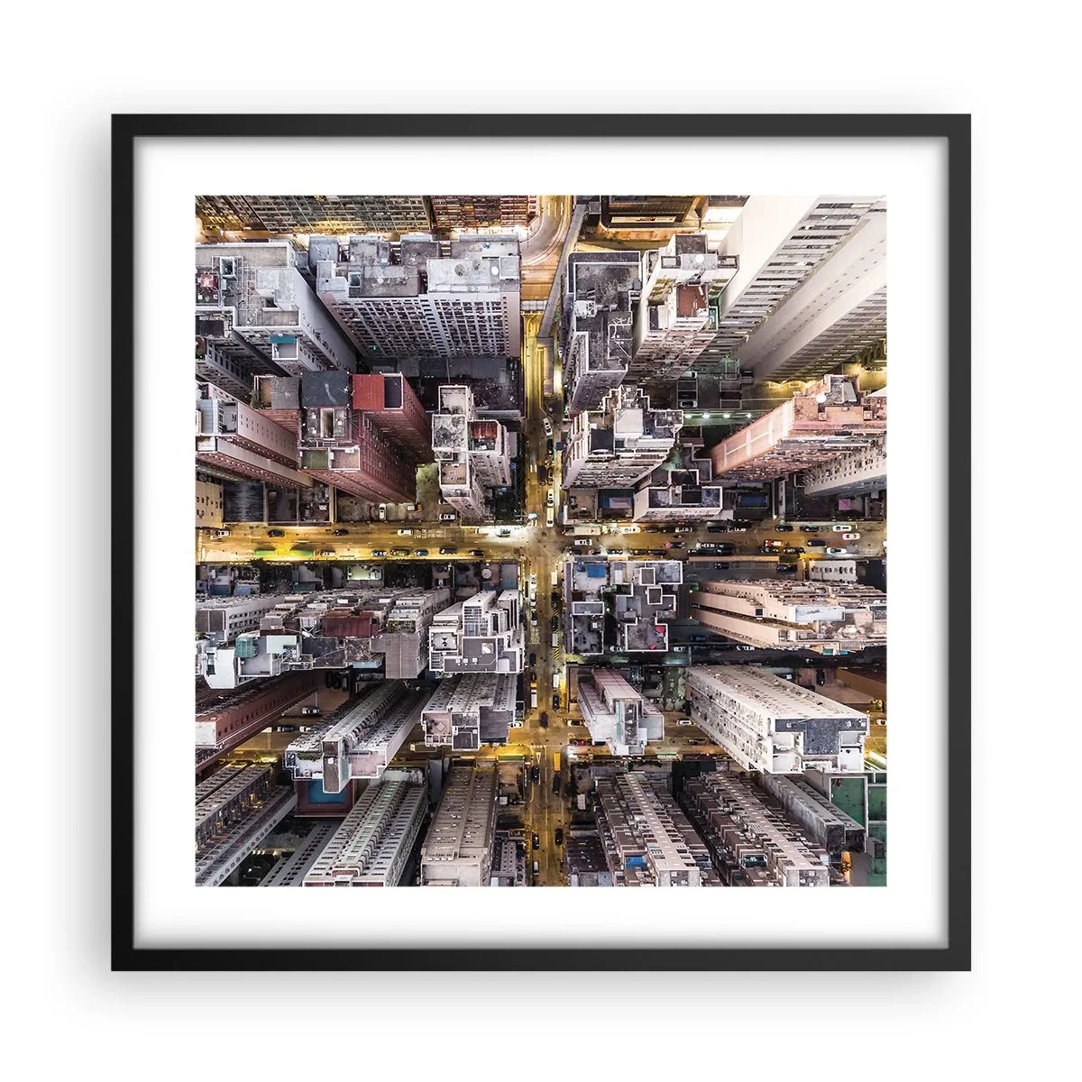 Póster en marco negro - Saludos desde Hong Kong - 50x50 cm