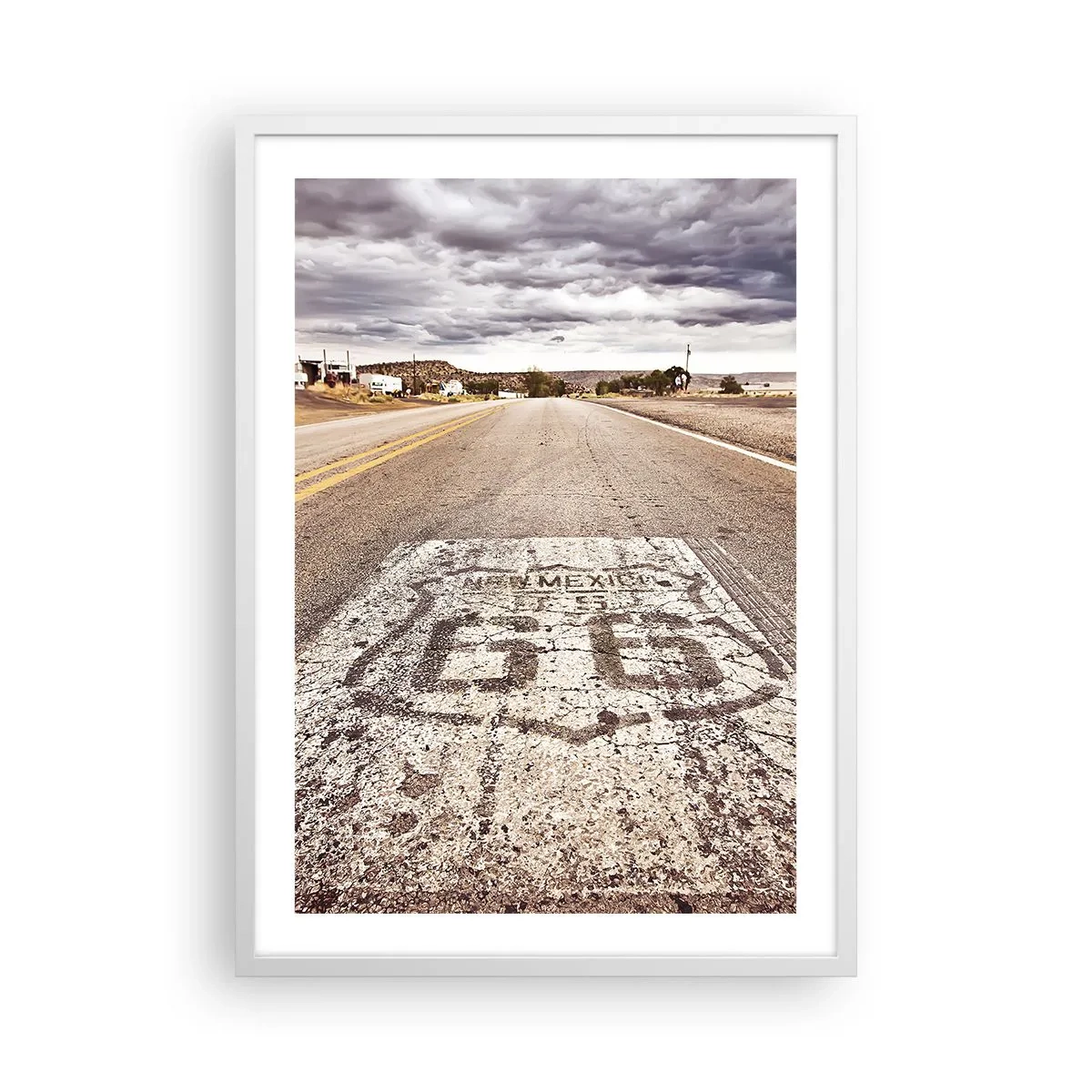 Póster en marco blanco - Mother Road: una leyenda americana - 50x70 cm