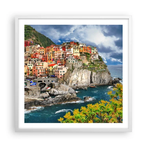 Póster en marco blanco - En el acantilado - 60x60 cm