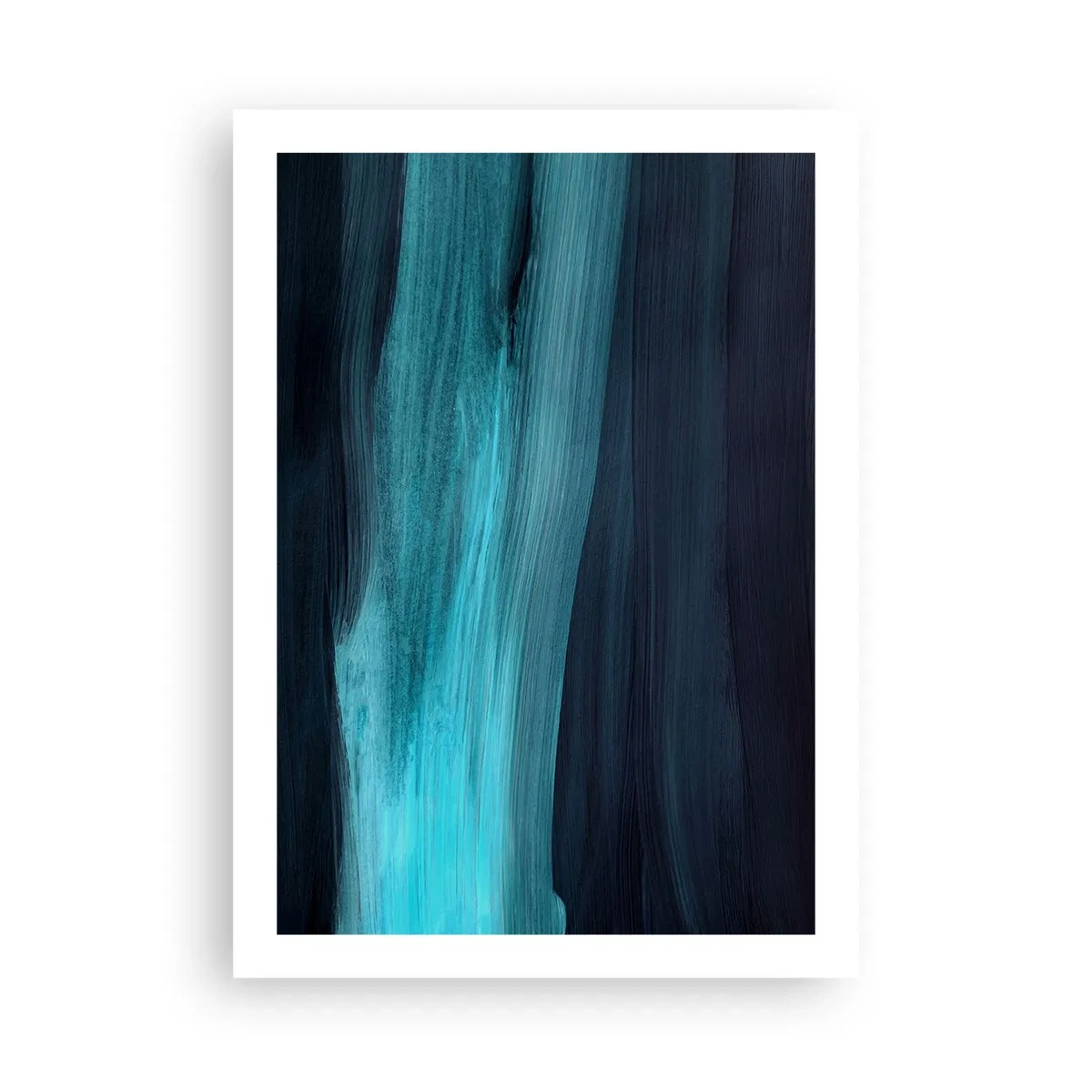 Póster - Una composición abstracta en tonos negros y turquesas. - 50x70cm - Nadar con la corriente - Decoración de pared moderna para salón y dormitorio ARTTOR