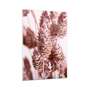 Cuadro sobre vidrio - Impresiones sobre Vidrio - Espigas de hierba seca en tonos rosa empolvado - 50x70cm - Aparentemente discreto - Decoración de pared moderna para salón y dormitorio ARTTOR
