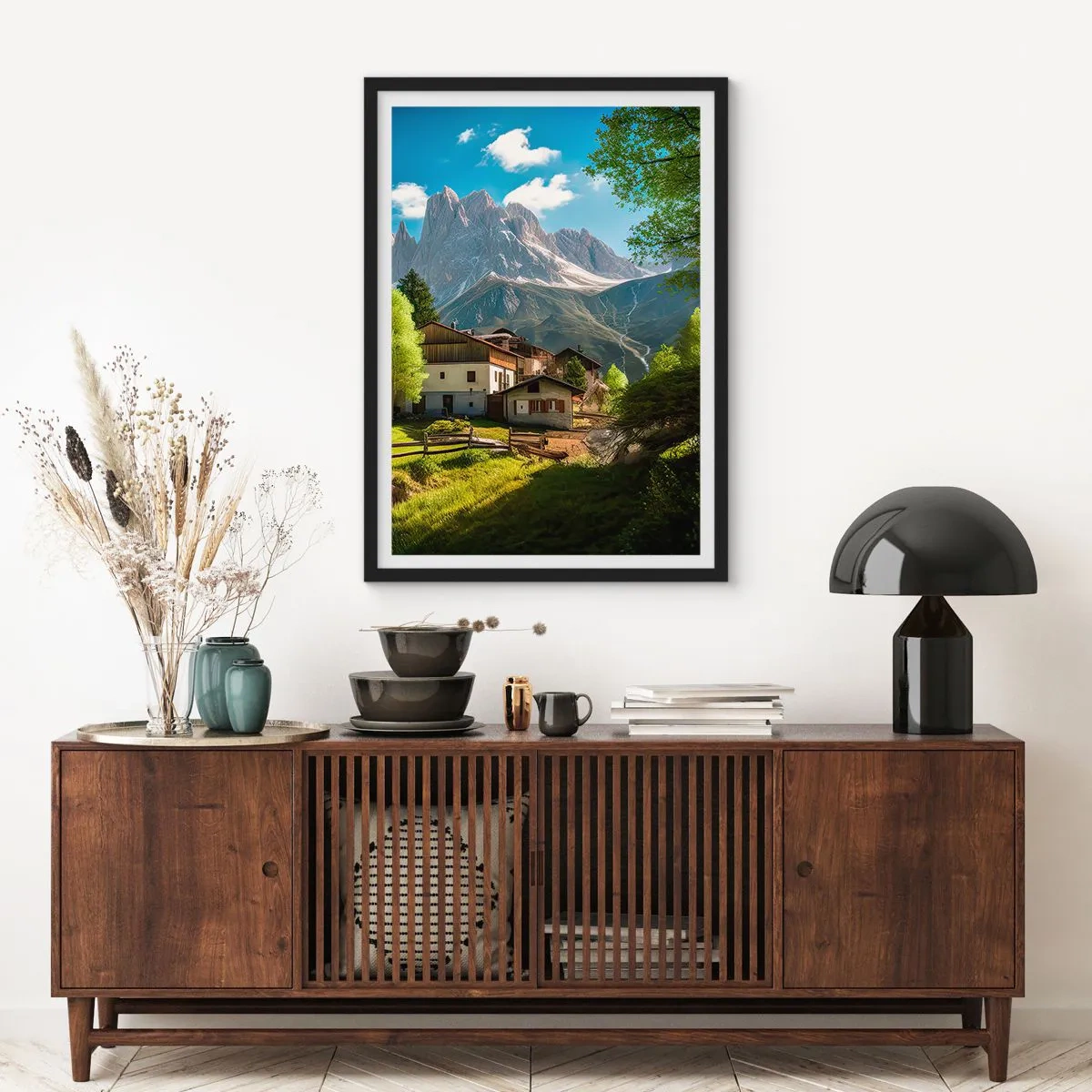 Póster en marco negro - Idilio alpino - 61x91 cm