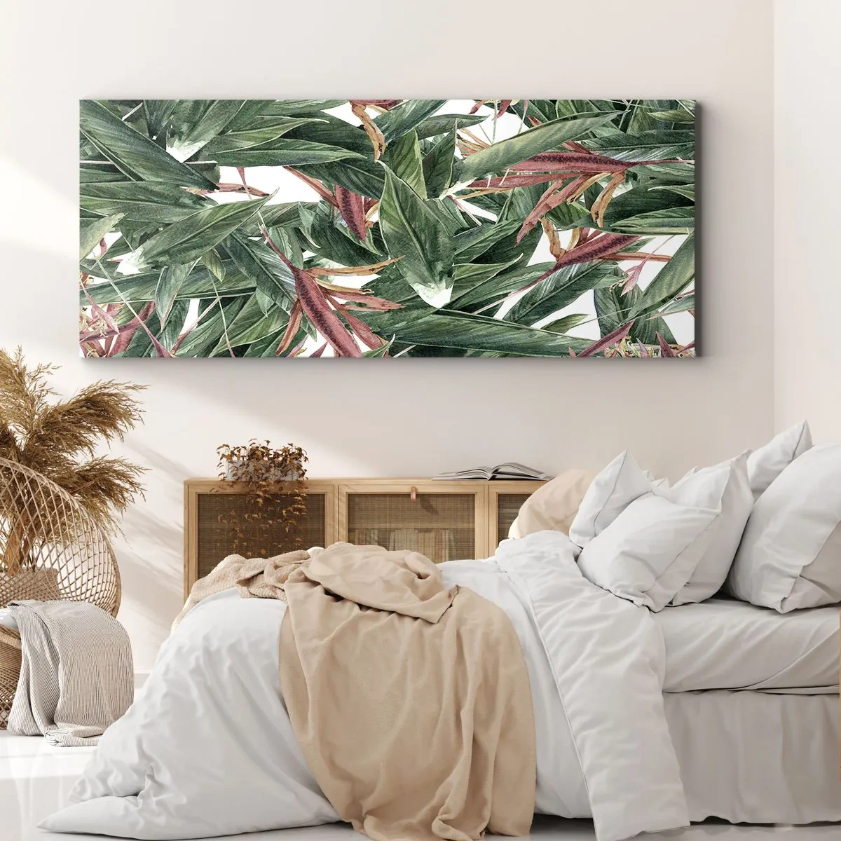 Cuadro sobre lienzo - Impresión de Imagen - Naturaleza esmeralda y lila - 100x40 cm