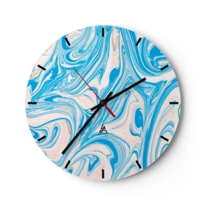 Reloj de pared - Reloj de vidrio - Una piscina abstracta en tonos turquesa y blanco. - 30x30cm - Llanura de inundación turquesa - Decoración de pared moderna para salón, cocina y dormitorio ARTTOR