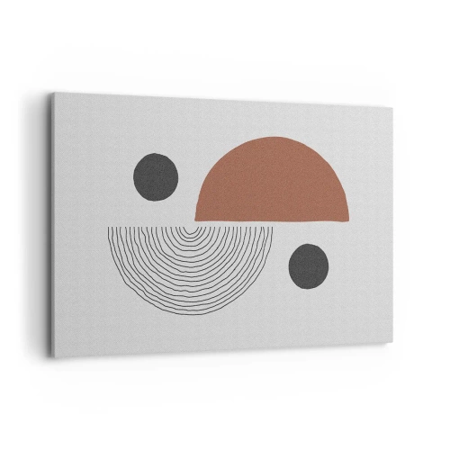 Cuadro sobre lienzo - Impresión de Imagen - Formas geométricas en tonos marrones y negros. - 120x80cm - La perfección del círculo - Decoración de pared moderna para salón y dormitorio ARTTOR