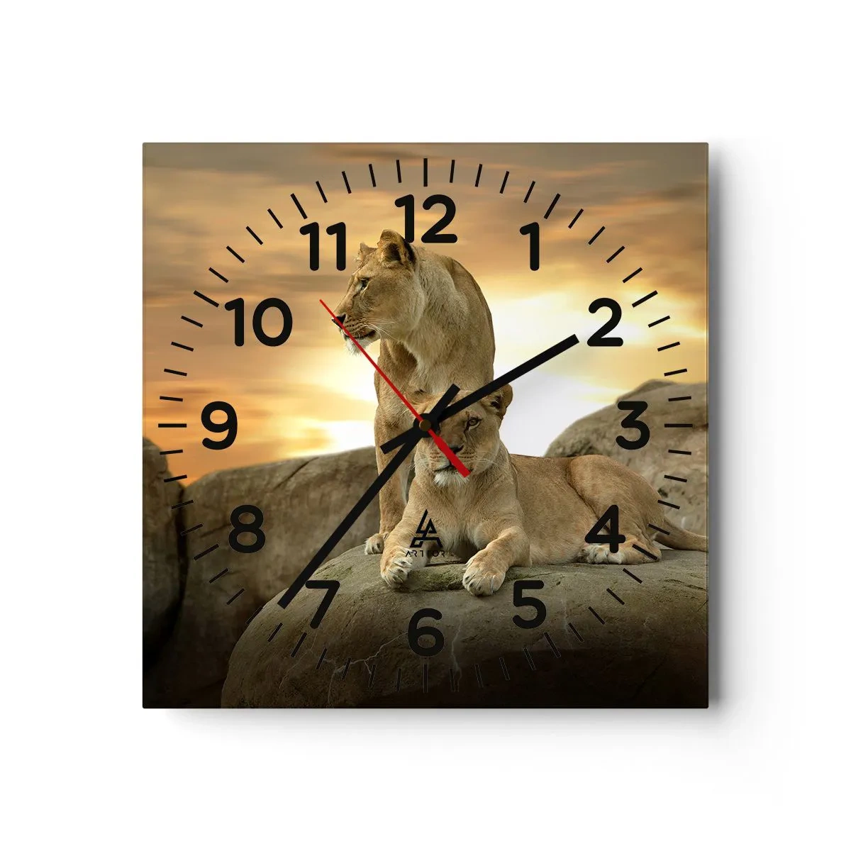 Reloj de pared - Reloj de vidrio - Majestuosidad real - 30x30 cm