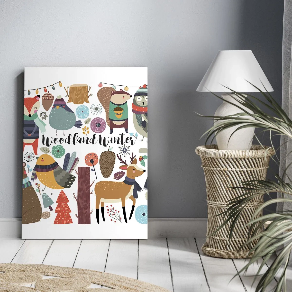 Cuadro sobre lienzo - Impresión de Imagen - Una Navidad de cuento en el bosque - 65x120 cm