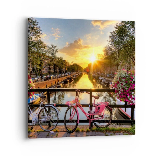 Cuadro sobre lienzo - Impresión de Imagen - Mañana de primavera en Ámsterdam - 40x40 cm