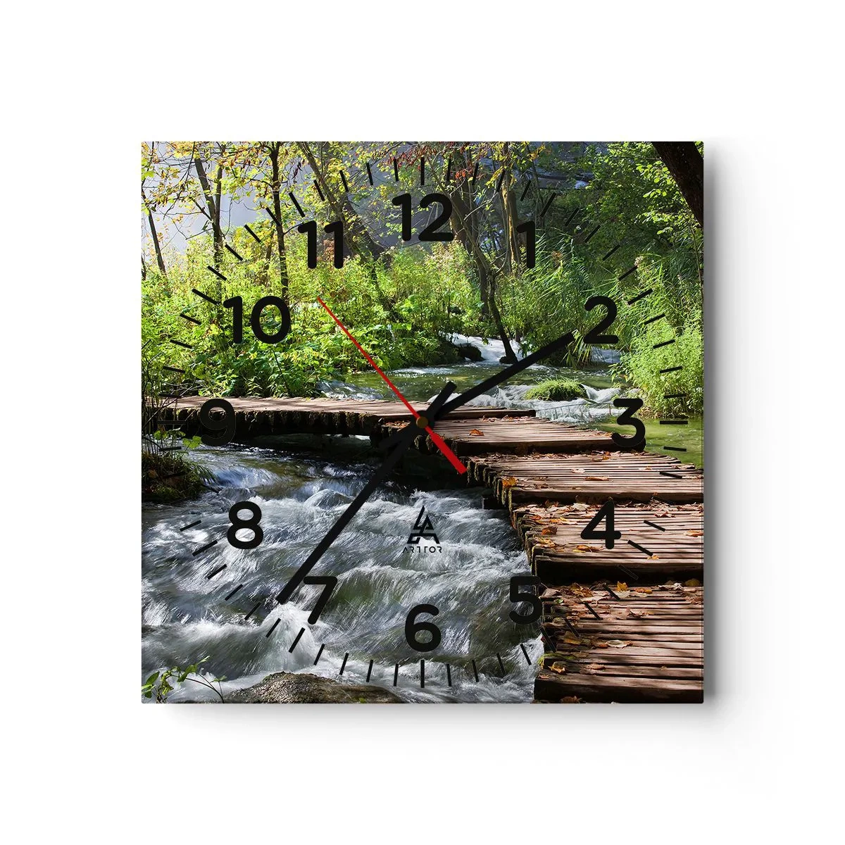 Reloj de pared - Reloj de vidrio - Sobre una cascada de espuma - 40x40 cm