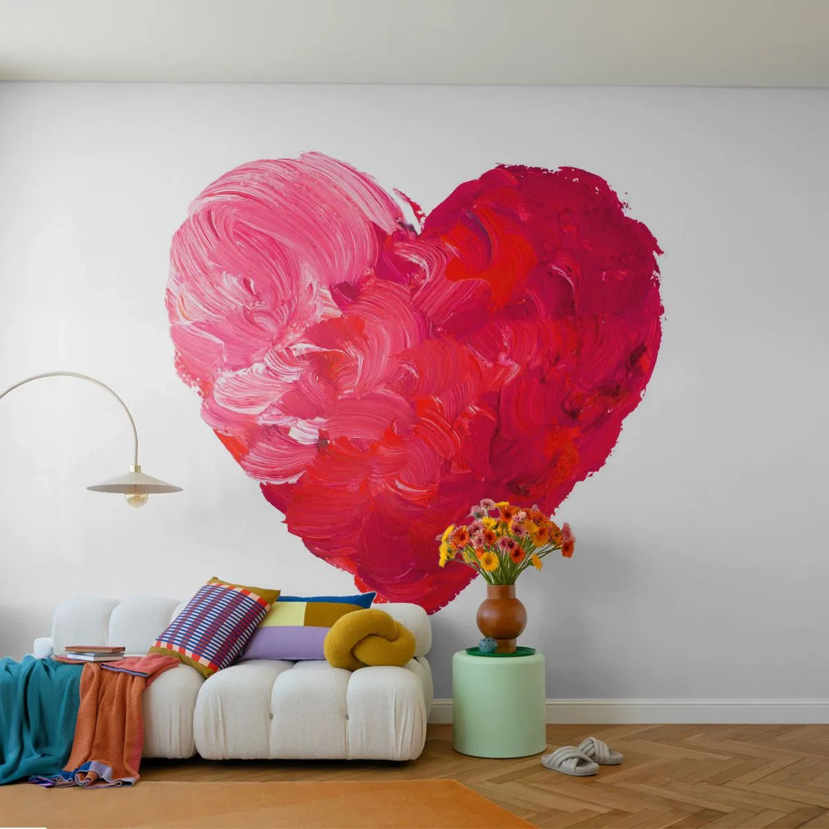 Fotomural Standard Eco - All you need is love - Abstracción, Corazón rojo, Símbolo de amor - 400x280 cm