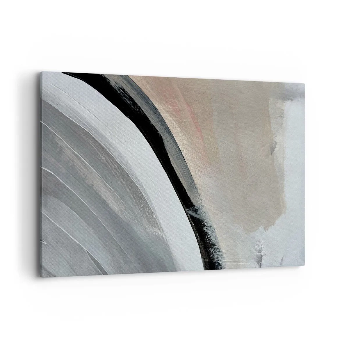 Cuadro sobre lienzo - Impresión de Imagen - Arco abstracto en tonos negro, gris y beige. - 120x80cm - Composición: un arco negro y gris - Decoración de pared moderna para salón y dormitorio ARTTOR