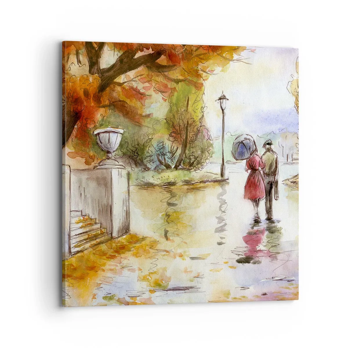 Cuadro sobre lienzo - Impresión de Imagen - Un otoño romántico en el parque - 70x70 cm