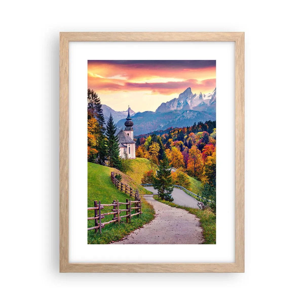 Póster en marco roble claro - Paisaje como una pintura - 30x40 cm
