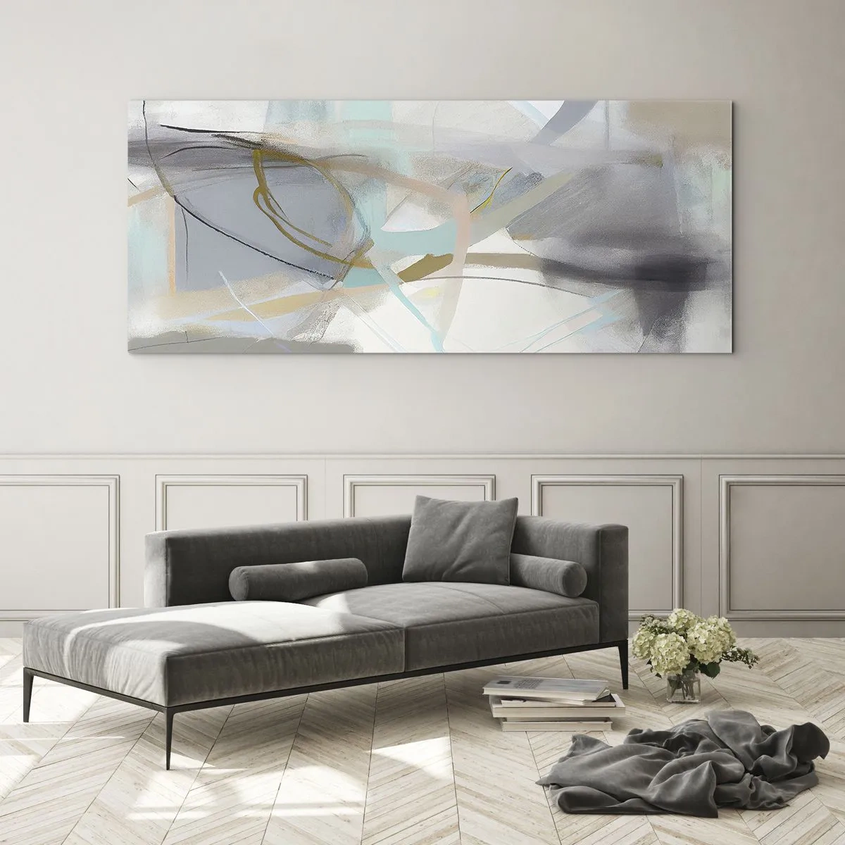 Cuadro sobre vidrio - Impresiones sobre Vidrio - Abstracción brumosa - 100x40 cm