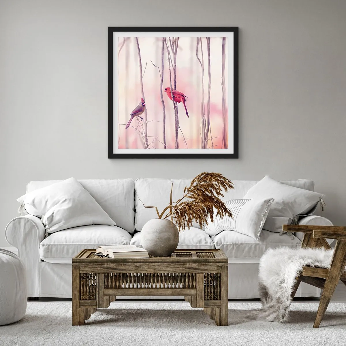 Póster en marco negro - Historia de un bosque rosa - 30x30 cm