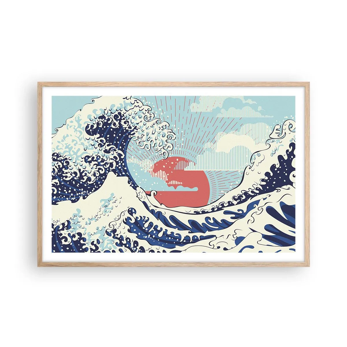 Póster en marco roble claro - De inspiración japonesa - 91x61 cm
