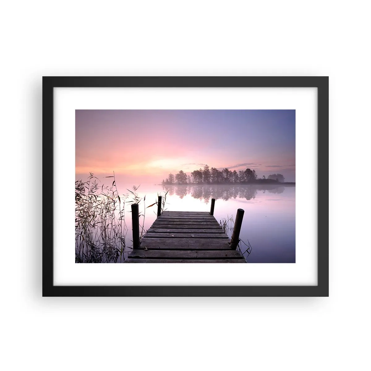 Póster en marco negro - De la niebla lila... - 40x30 cm
