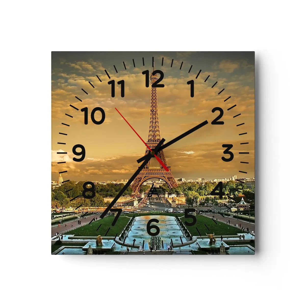 Reloj de pared - Reloj de vidrio - Reina de París - 40x40 cm