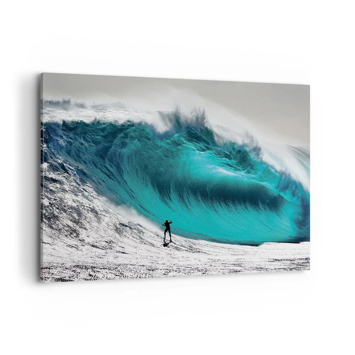 Cuadro sobre lienzo - Impresión de Imagen - Surfista frente a una ola gigante - 120x80cm - Reto aceptado - Decoración de pared moderna para salón y dormitorio ARTTOR