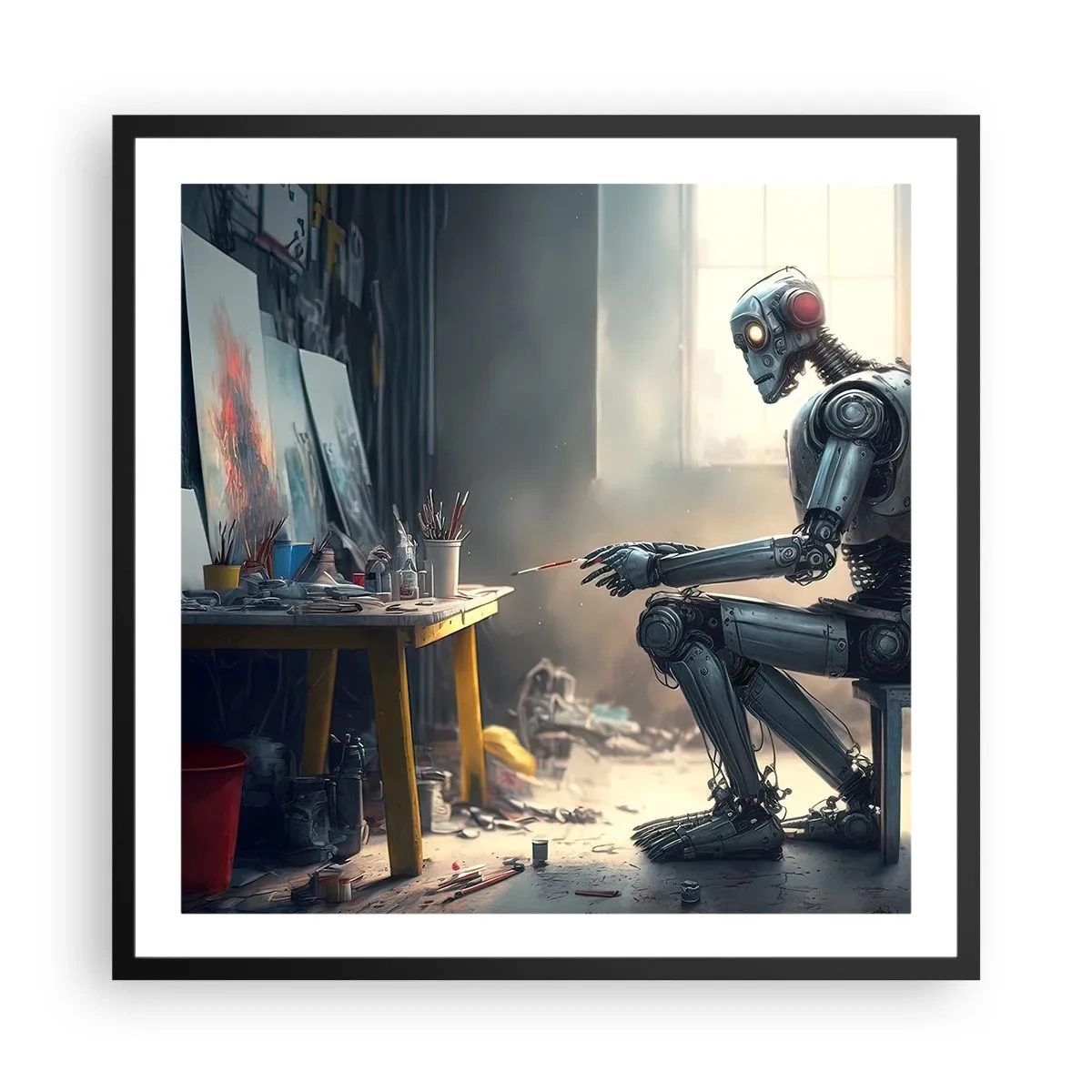 Póster en marco negro - El acto de creación - 60x60 cm