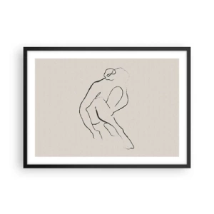 Póster en marco negro - Una silueta minimalista en negro sobre un fondo claro. - 70x50cm - Boceto íntimo - Decoración de pared moderna para salón y dormitorio ARTTOR