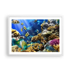 Póster en marco blanco - Vacaciones submarinas - 70x50 cm