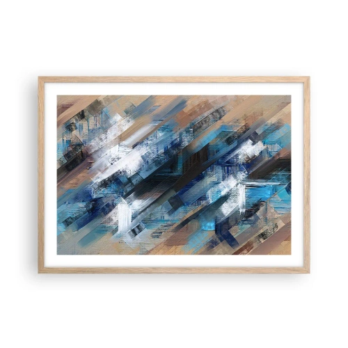 Póster en marco roble claro - En una inclinación azul - 70x50 cm