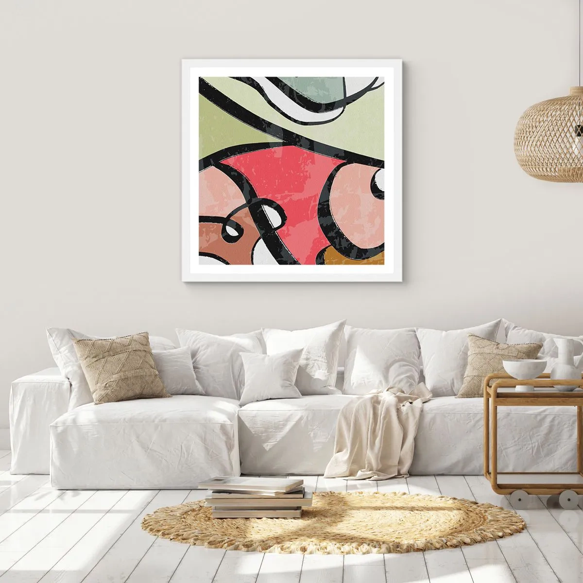 Póster en marco blanco - Piruetas entre colores - 30x30 cm