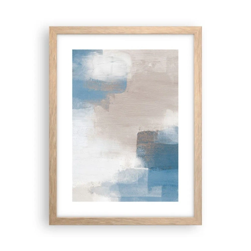 Póster en marco roble claro - Abstracción rosa tras un velo azul - 30x40 cm