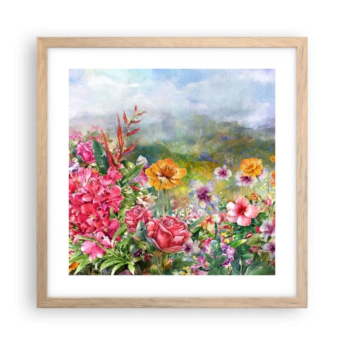 Póster en marco roble claro - Un jardín enloquecido - 40x40 cm