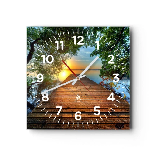 Reloj de pared - Reloj de vidrio - Tómate tu tiempo, siéntate - 40x40 cm