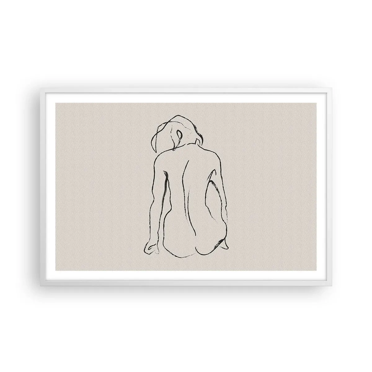 Póster en marco blanco - Esbozos de una espalada - 91x61 cm