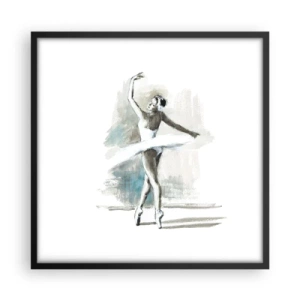 Póster en marco negro - Encantada por un cisne - 50x50 cm