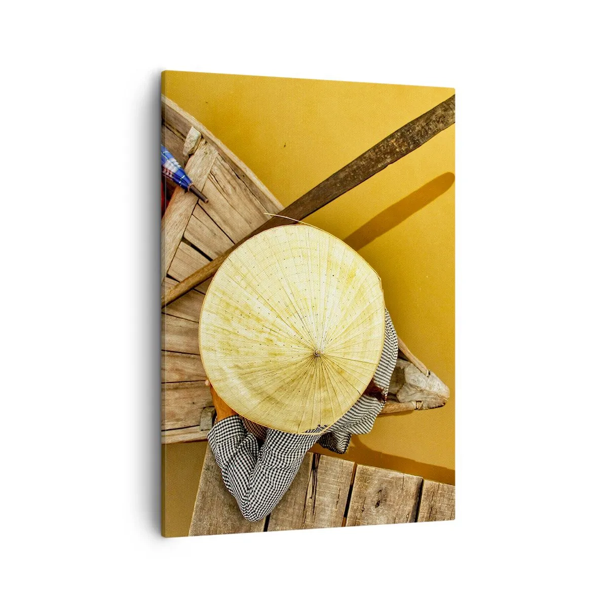 Cuadro sobre lienzo - Impresión de Imagen - Un barco tradicional visto a vista de pájaro - 50x70cm - La vida en el río amarillo - Decoración de pared moderna para salón y dormitorio ARTTOR